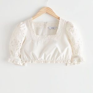 & other stories embroidered crop top